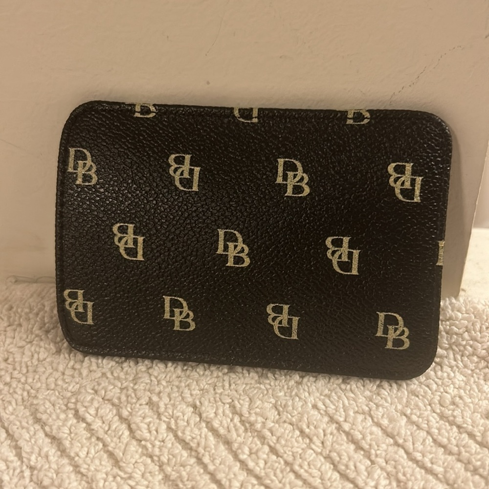Dooney & Bourke Black Monogram Leather Card Holder Clear ID Window 4” x 2.75” - Picture 3 of 8